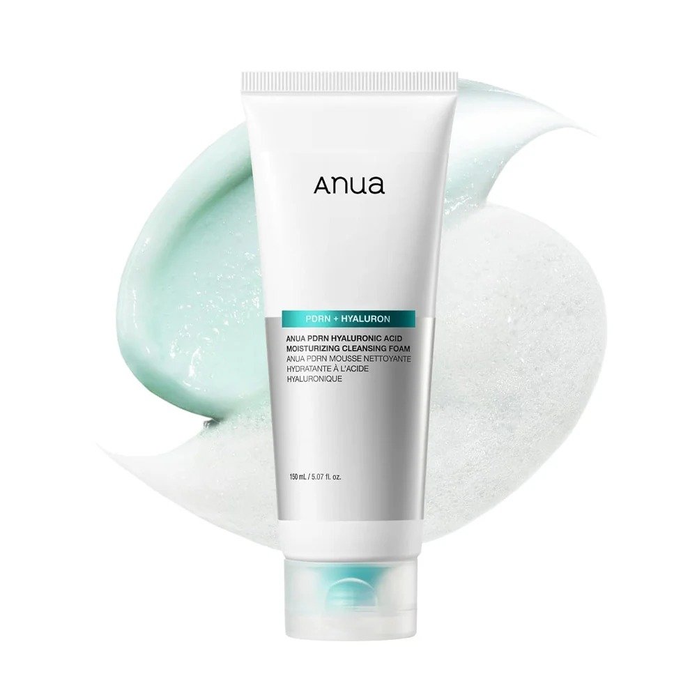 Anua PDRN Hyaluronic Acid Moisturizing Cleansing Foam 150ml de Anua — textura y detalle | K-Beauty coreano en Narumi Chile