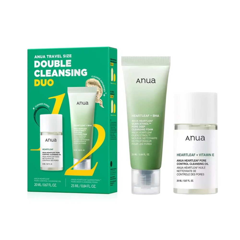 Limpiador en agua Anua Travel Size Double Cleansing Duo Set 2 pcs de Anua, skincare coreano en Narumi Chile
