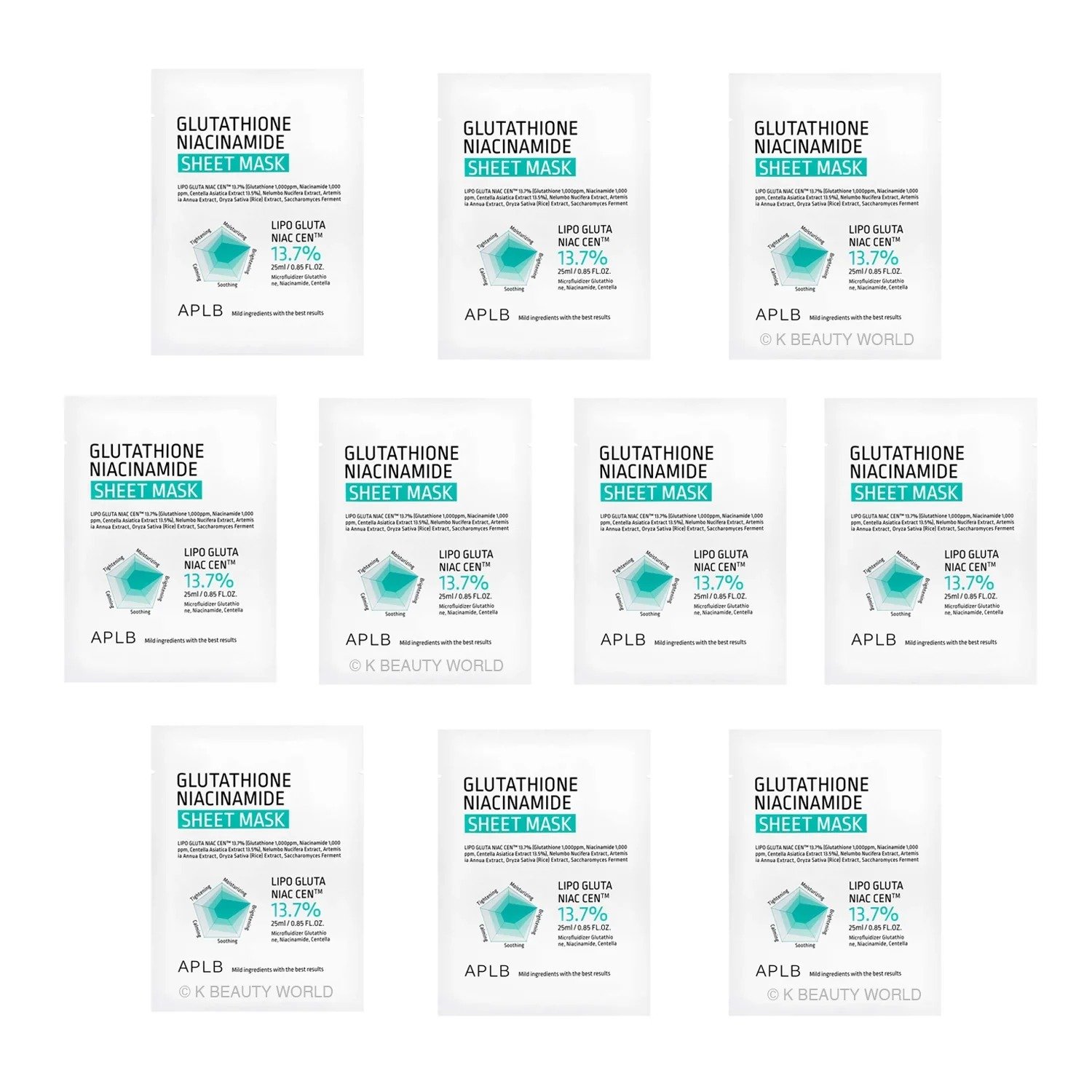 Serum APLB Glutathione Niacinamide Skin 4 Types Sachet Set de APLB, skincare coreano en Narumi Chile