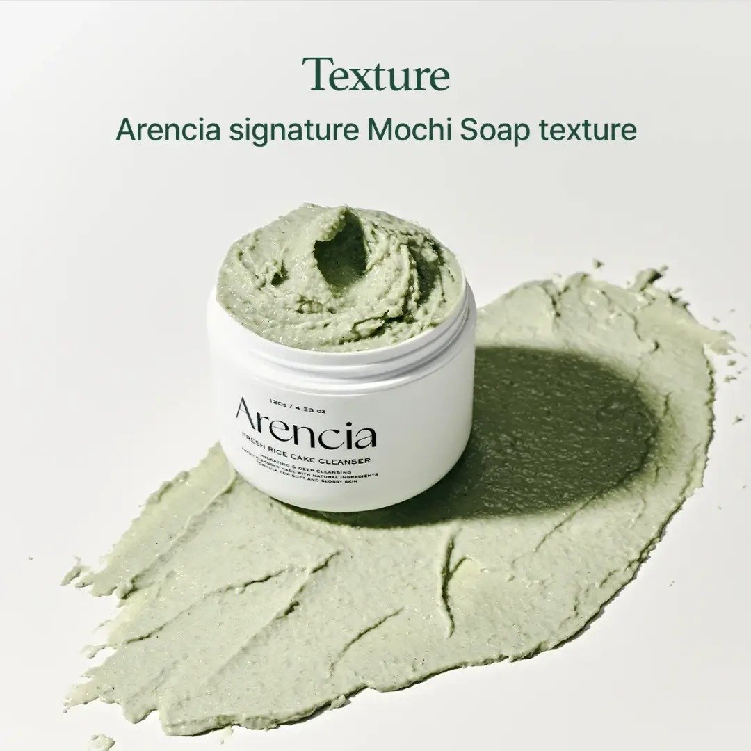 Arencia Limpiador Facial Fresh Green Rice Mochi Cleanser de Arencia — textura y detalle | K-Beauty coreano en Narumi Chile