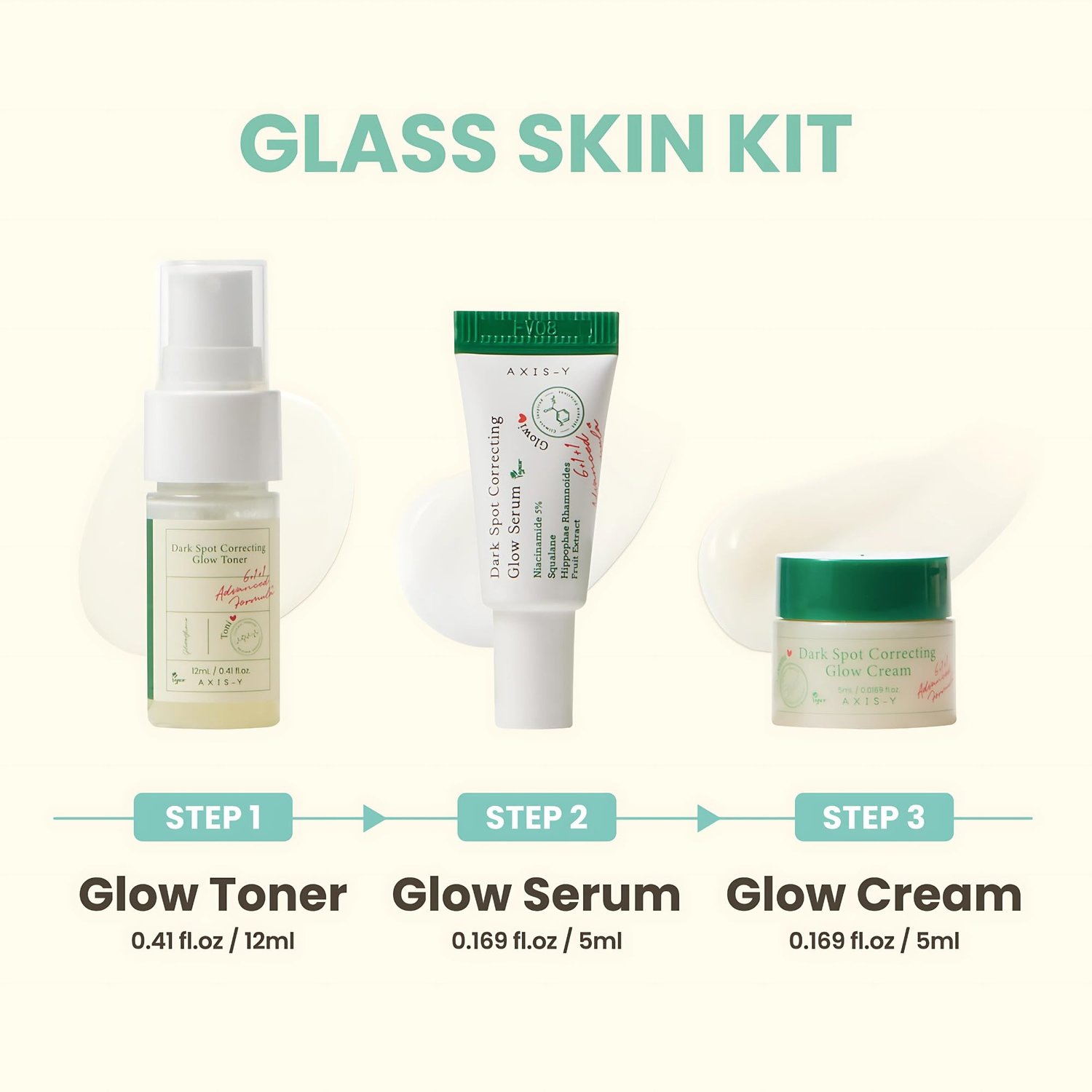 Serum AXIS-Y The Mini Glow Trio Set de AXIS-Y, skincare coreano en Narumi Chile