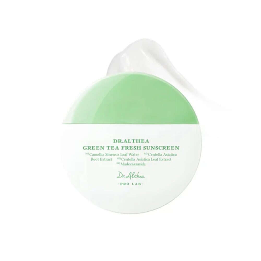 Dr. Althea Green Tea Fresh Sunscreen 45ml de Dr. Althea — presentación y empaque | K-Beauty coreano en Narumi Chile