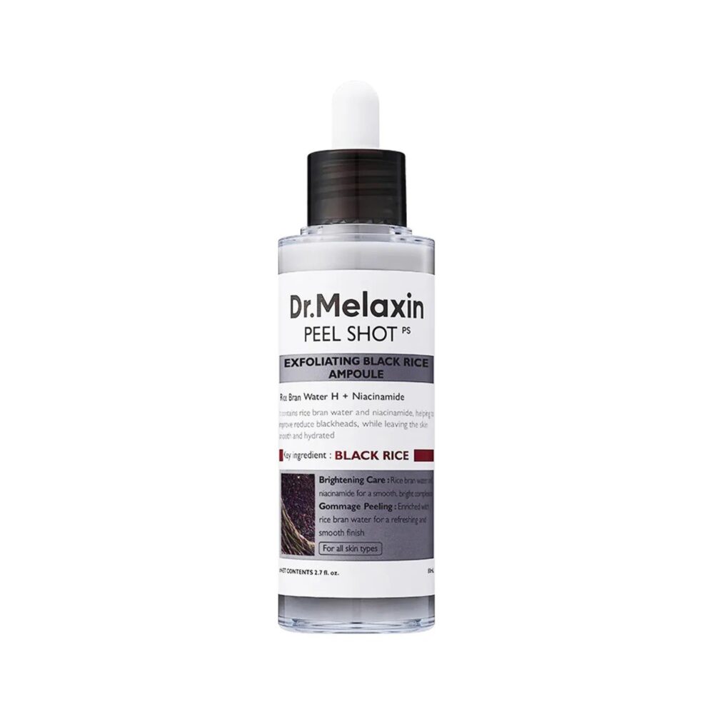 Dr. Melaxin Peel Shot Exfoliating Black Rice Ampoule 80ml de Dr. Melaxin — textura y detalle | K-Beauty coreano en Narumi Chile