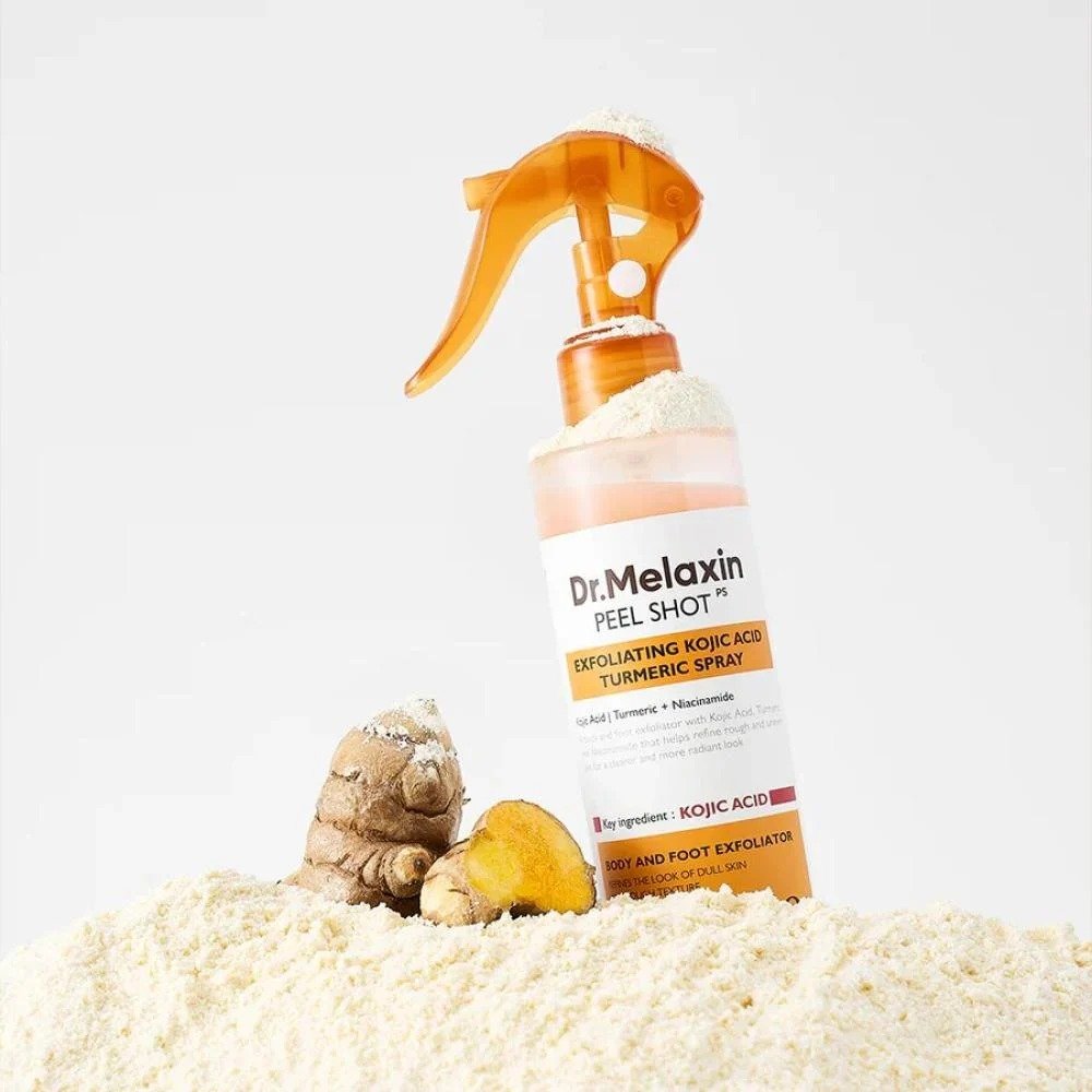Dr. Melaxin Peel Shot Exfoliating Kojic Acid Turmeric Spray 200ml de Dr. Melaxin — presentación y empaque | K-Beauty coreano en Narumi Chile