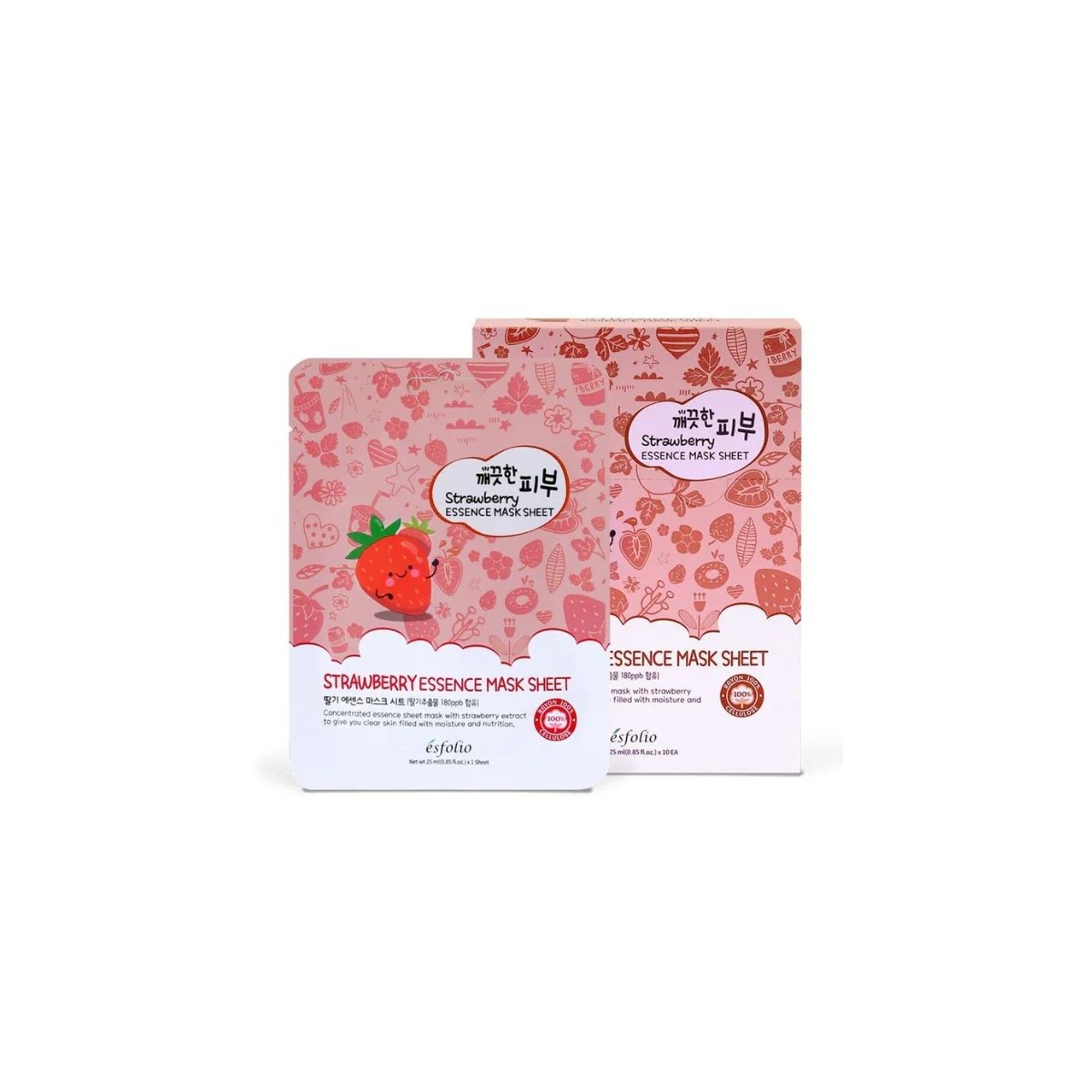 Esfolio Mascarilla facial Esfolio Pure Skin Straawberry Essence Mask Sheet 25ml de Esfolio — textura y detalle | K-Beauty coreano en Narumi Chile