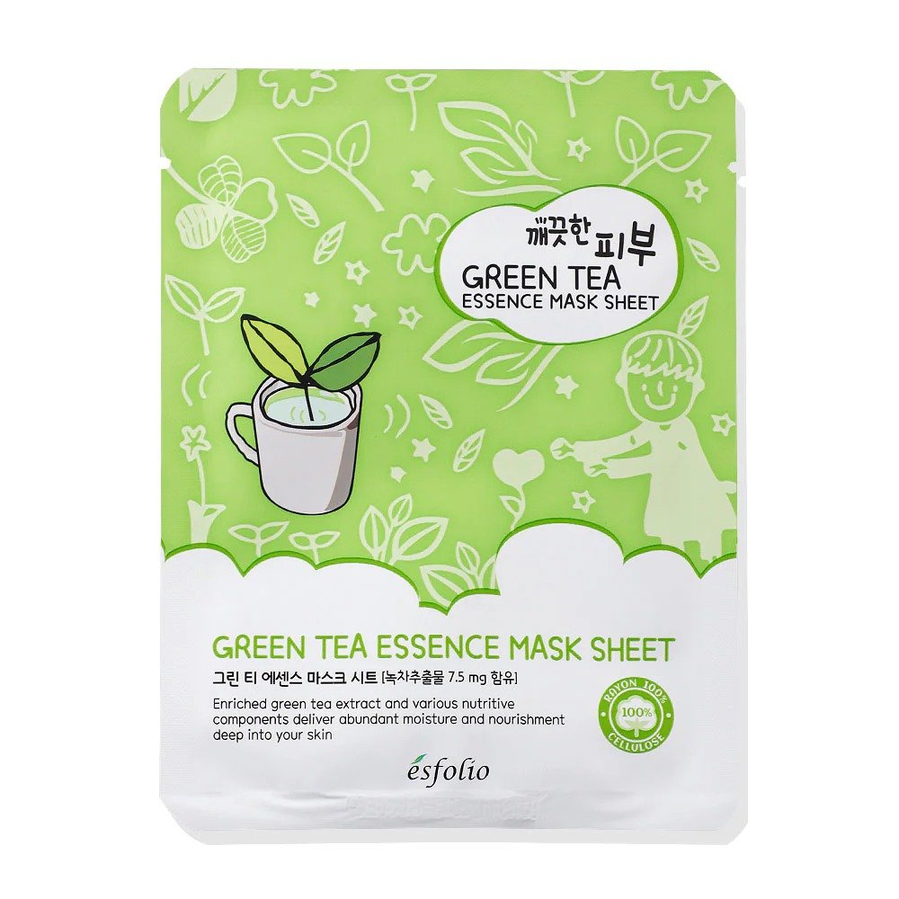 Mascarilla facial Esfolio Pure Skin Green Tea Essence Mask de Esfolio, skincare coreano en Narumi Chile