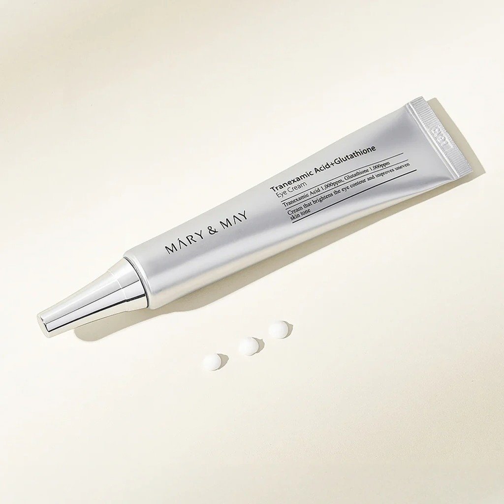 Mary&May Tranexamic Acid + Glutathione Eye Cream Mini 12g de Mary&May — textura y detalle | K-Beauty coreano en Narumi Chile