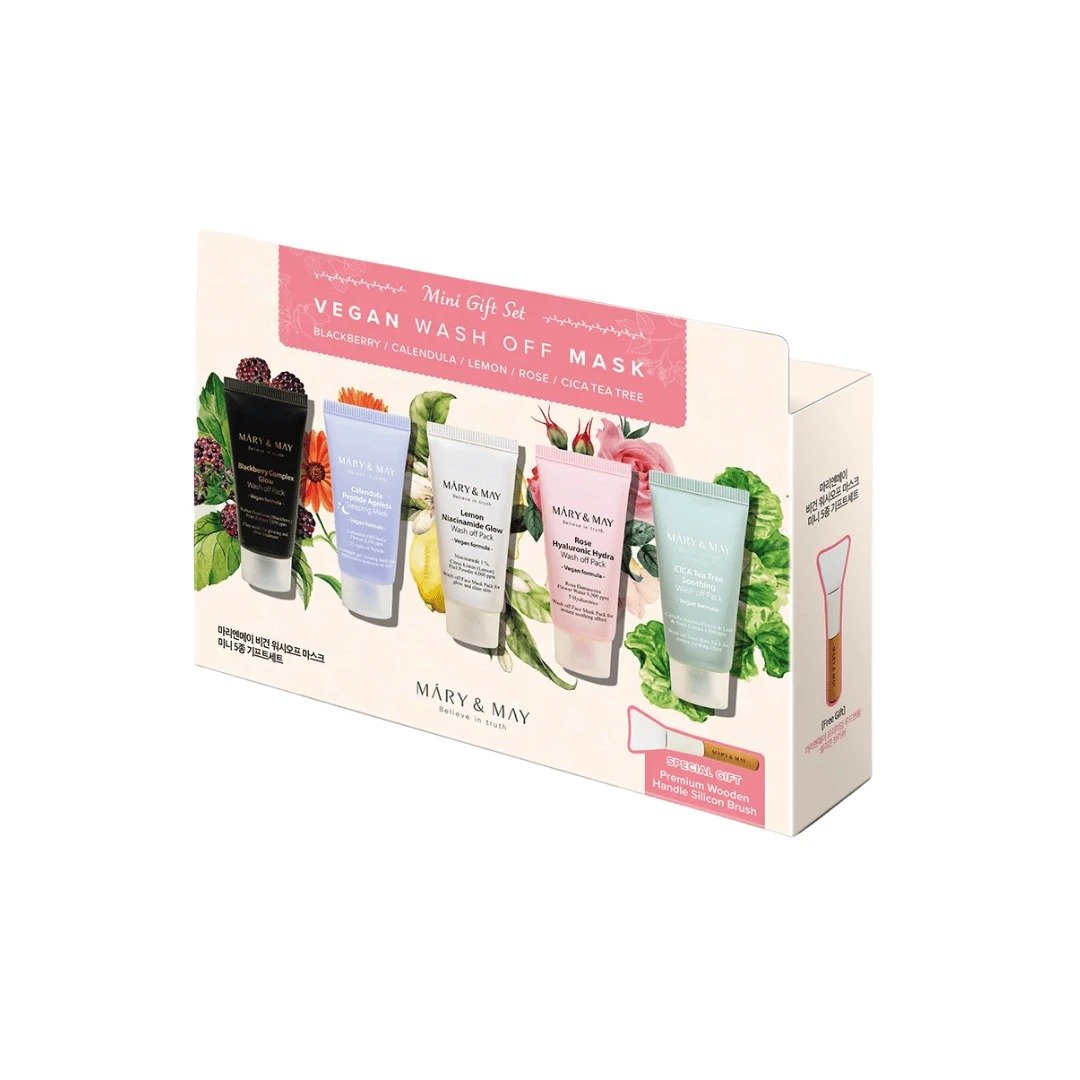 Mary&May Vegan Wash Off Mask Mini Gift Set de Mary&May — presentación y empaque | K-Beauty coreano en Narumi Chile