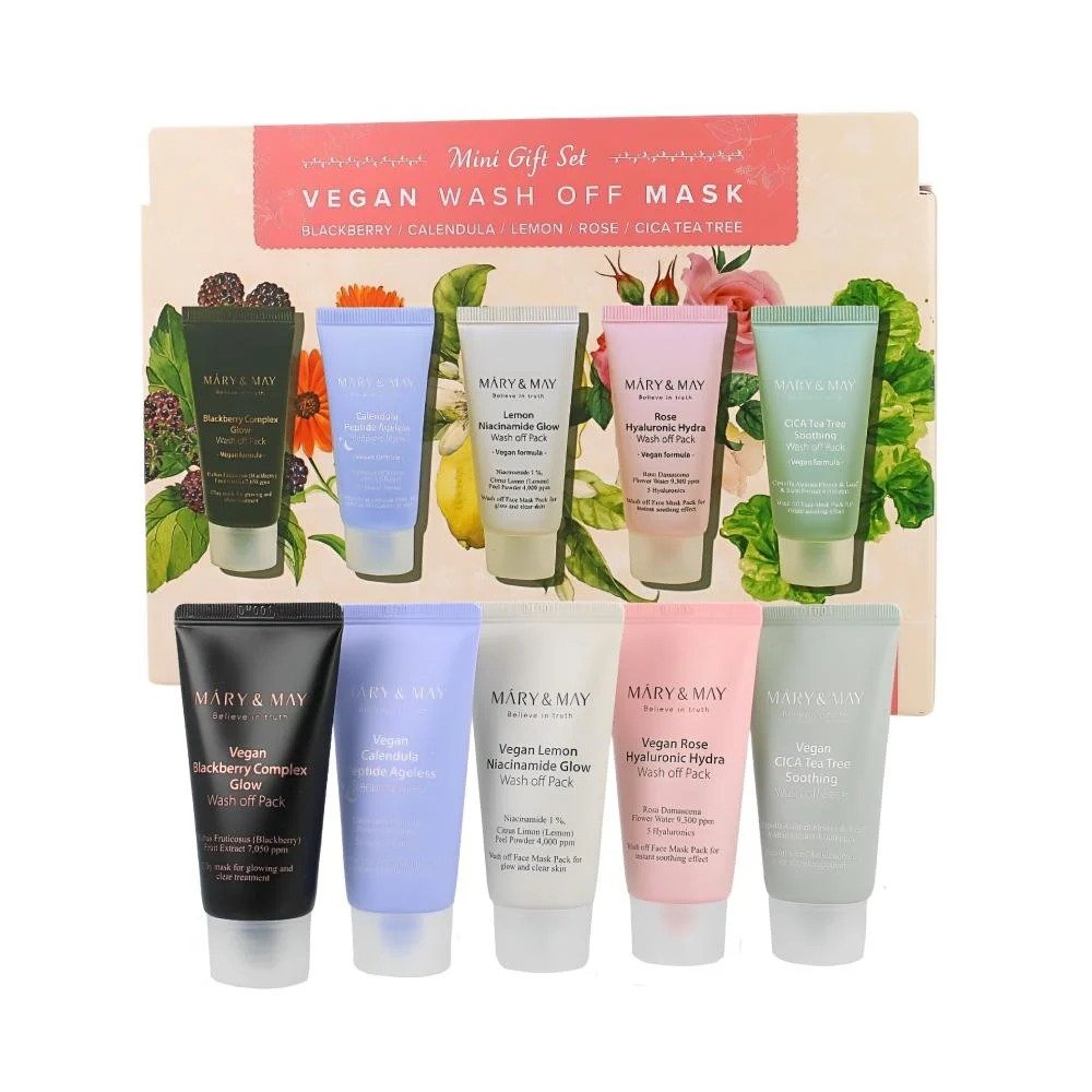 Mascarilla facial Mary&May Vegan Wash Off Mask Mini Gift Set de Mary&May, skincare coreano en Narumi Chile
