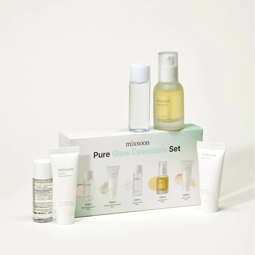 Mixsoon Pure Glow Essentials Set 5 pcs de Mixsoon — presentación y empaque | K-Beauty coreano en Narumi Chile