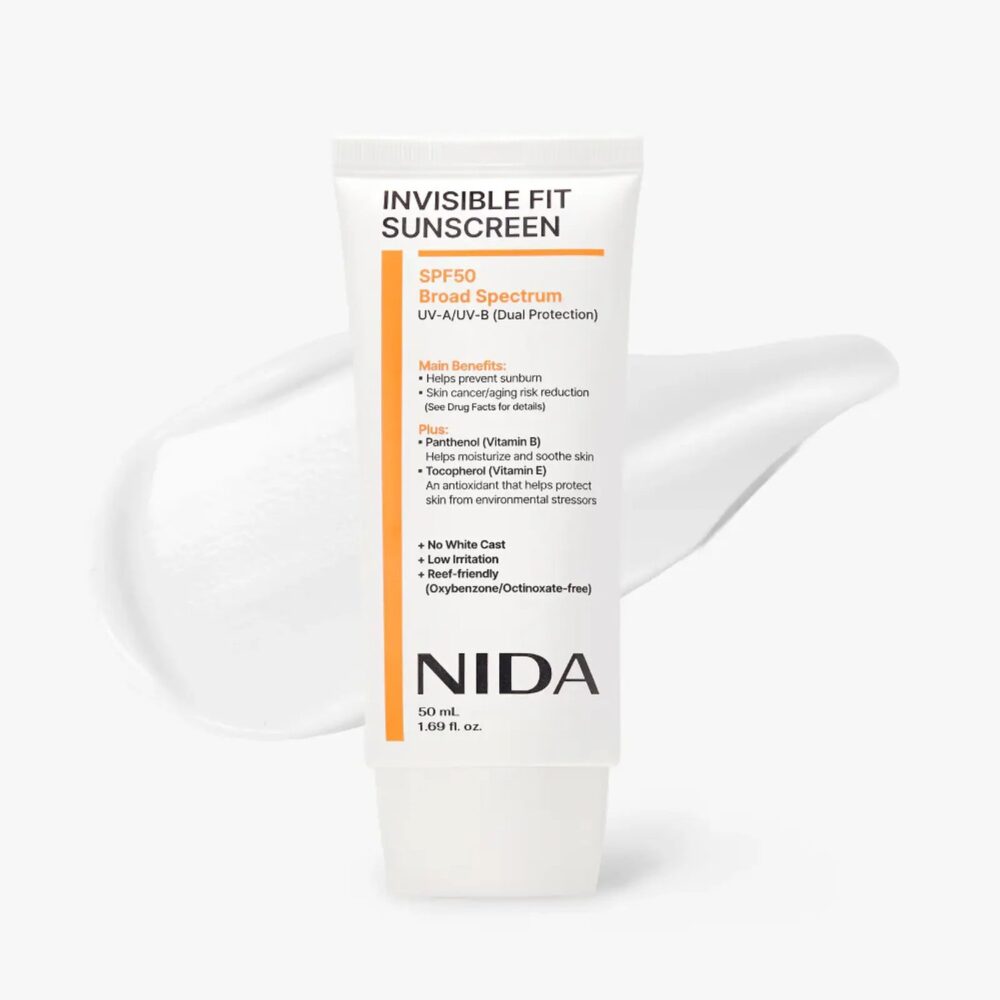 NIDA Invisible Fit Sun Cream 50ml de NIDA — textura y detalle | K-Beauty coreano en Narumi Chile