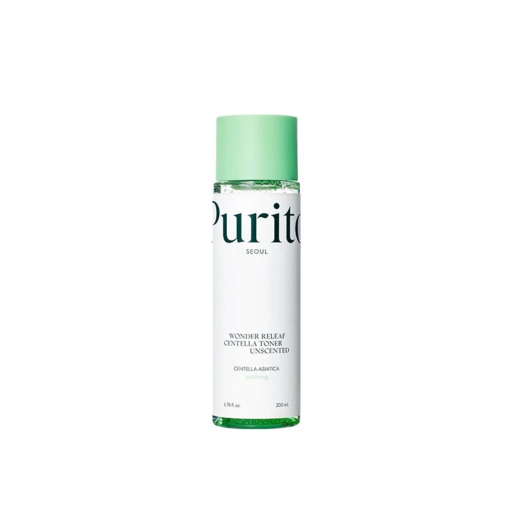 PURITO Wonder Releaf Centella Toner Unscented 200ml de PURITO — presentación y empaque | K-Beauty coreano en Narumi Chile