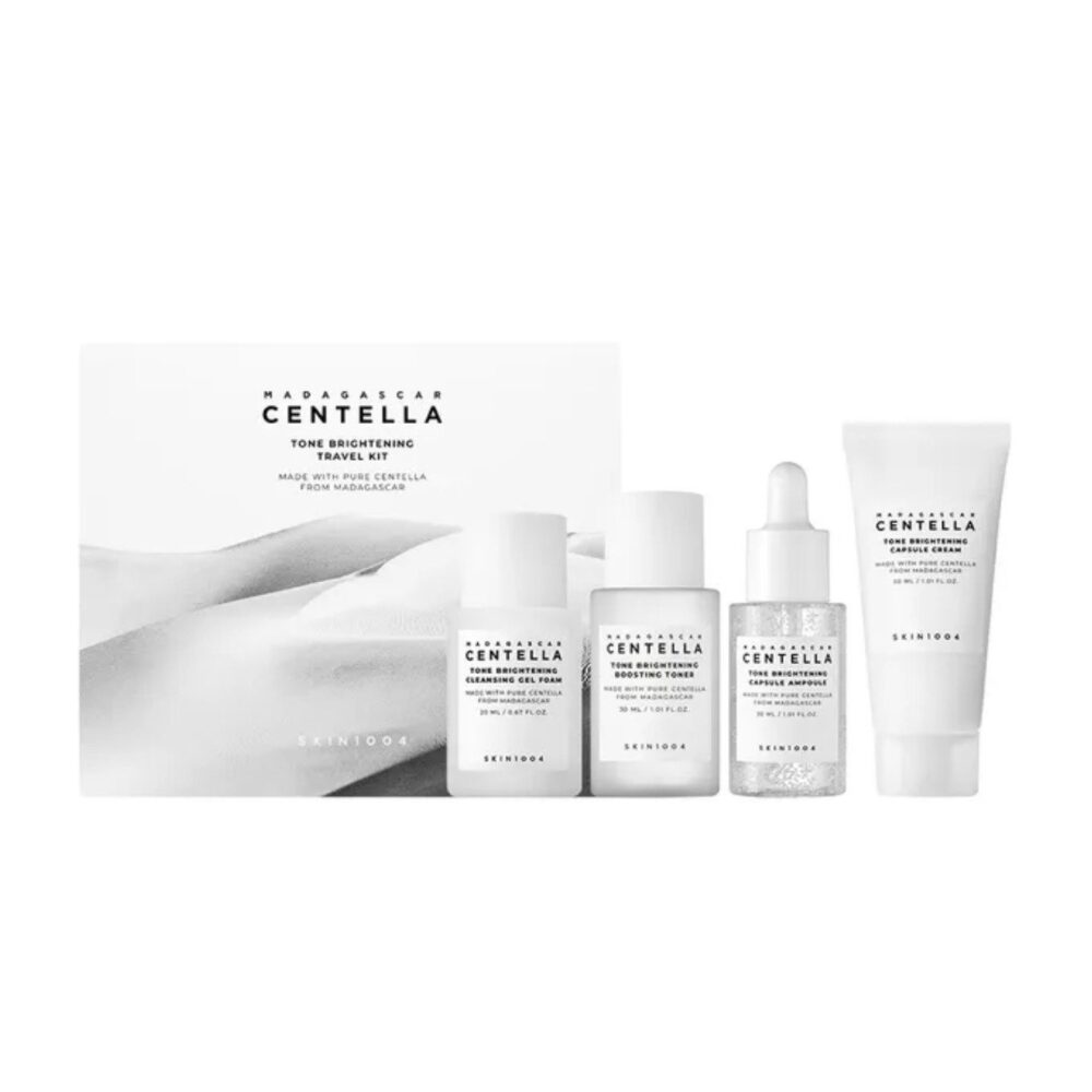 Rutinas Completas SKIN1004 Madagascar Centella Tone Brightening Travel Kit 4 pcs de SKIN1004, skincare coreano en Narumi Chile