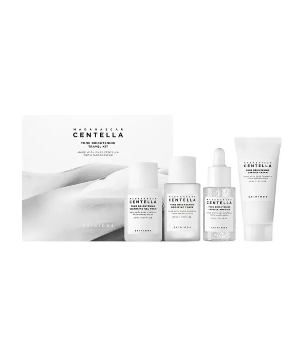 Rutinas Completas SKIN1004 Madagascar Centella Tone Brightening Travel Kit 4 pcs de SKIN1004, skincare coreano en Narumi Chile