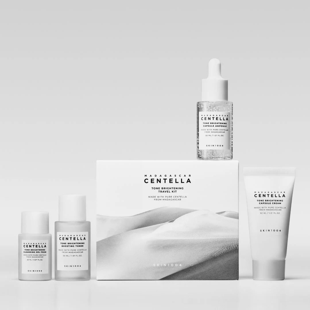 SKIN1004 Madagascar Centella Tone Brightening Travel Kit 4 pcs de SKIN1004 — presentación y empaque | K-Beauty coreano en Narumi Chile